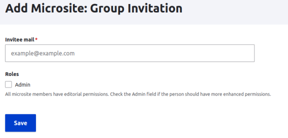 Add Microsite: Group invititation widget