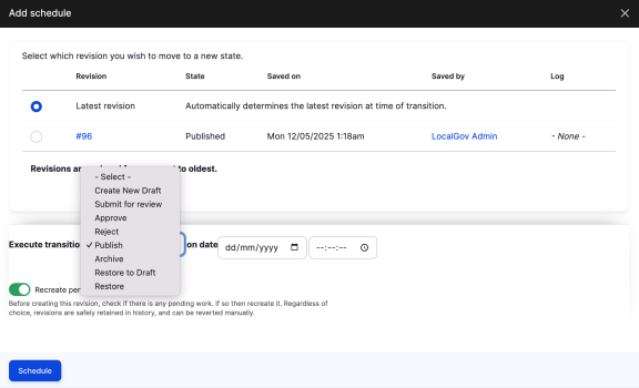 Screenshot of How to publish content on a specific date in Drupal.